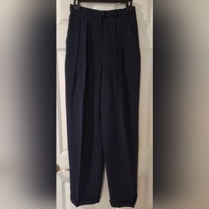 NWT JONES NEW YORK 1OO % SILK HIGH WAIST PLEATED BAGGY PINSTRIPES PANTS